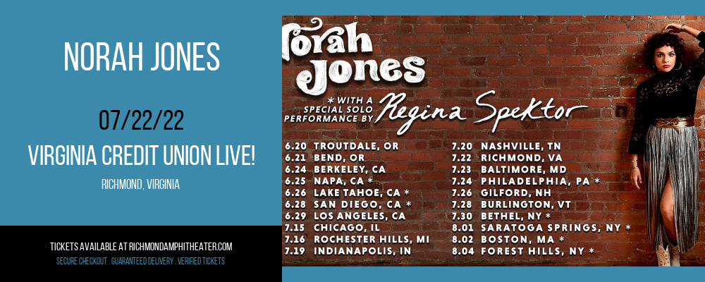 Norah Jones at Virginia Credit Union LIVE! tickets Norah Jones at Virginia Credit Union LIVE!